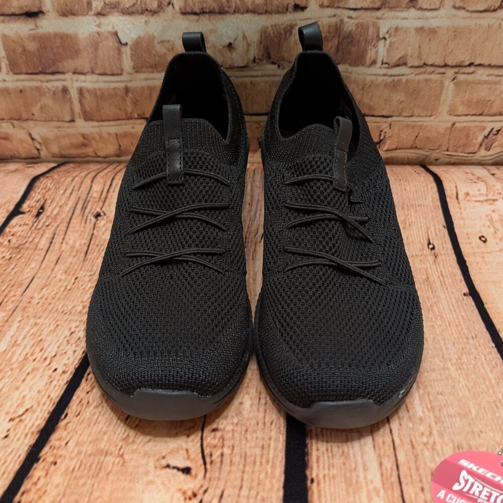 Skechers Arch Fit Flex Black Knit Slip-On Sneakers Size 10 Like NEW - Picture 4 of 16